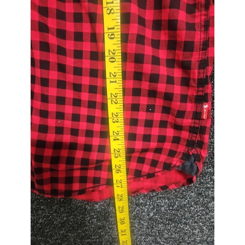 Cactus Menswear Medium Long Sleeve Black Pearl Snap Button Down Red Black Plaid - Picture 11 of 12